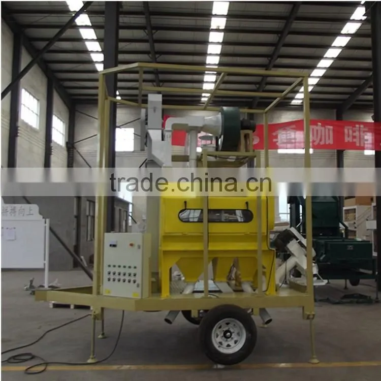 combined seed processing machine with rotary seed cleaner and seed treater