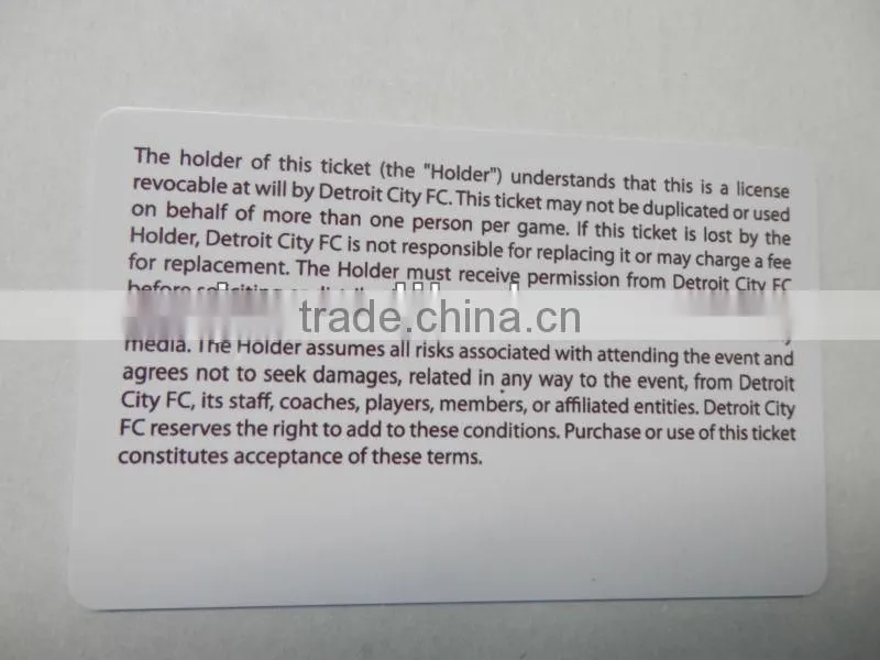 football club seasons ticket card