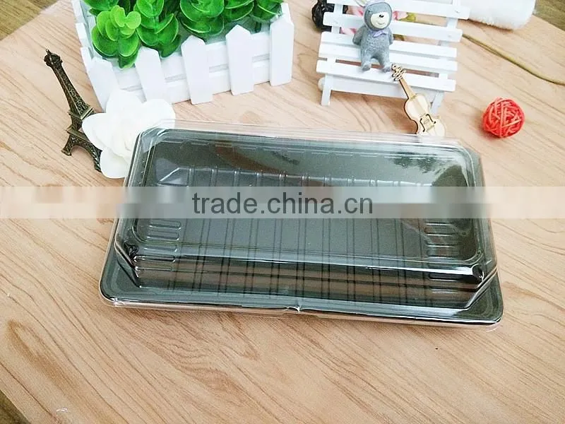 Food garde disposable PS black food package box plastic with lid