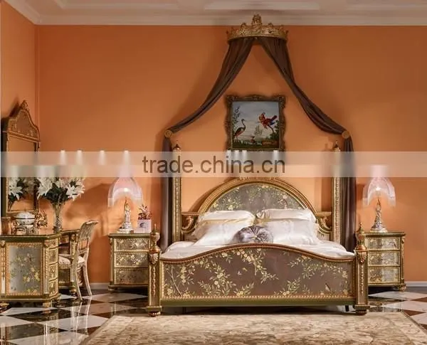 Retro Home Office Furniture, Exquisite Hand Painting Executive Desk With Chair, Classical Wood Carved Writing Table/Showcase