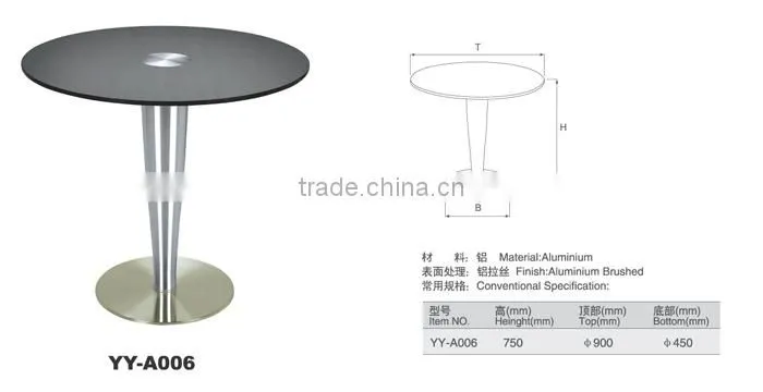 tempered glass top brushed aluminum base cocktail table bar table dining table YY-A006