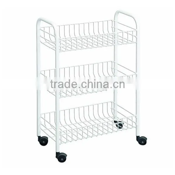 Wire World 4-tier vegetable storage Rolling basket Cart White