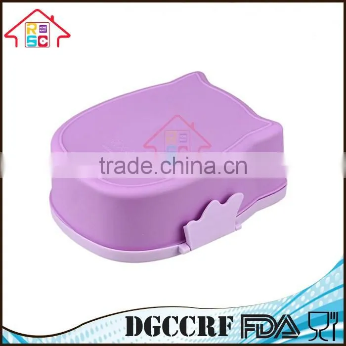 NBRSC Hot Selling Microwave Cartoon Owl Lunch Box Plastic Food Container Leak proof Portable Bento Box with Spoon Purple