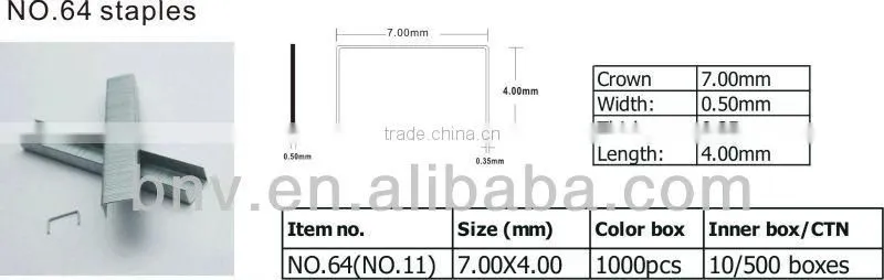 Quality silver color galvanized staple pin no.10