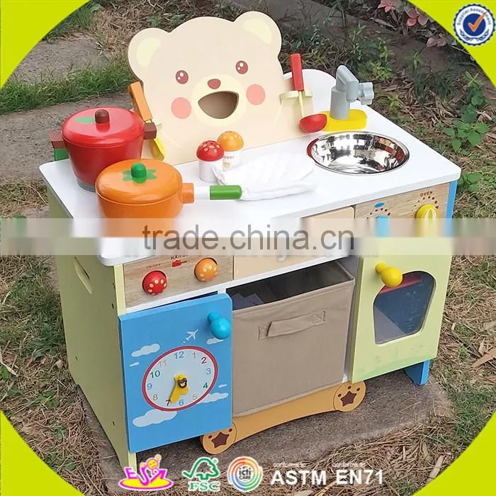 Wholesale most popular wooden kitchen set game for kids funny wooden kitchen set toy W10C056