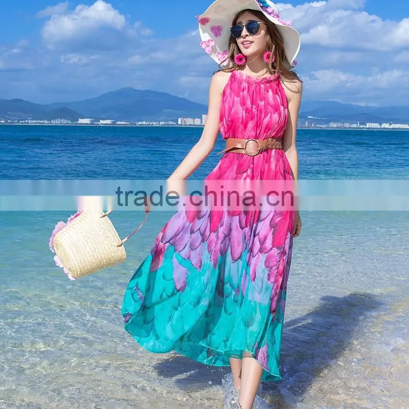 Beautiful summer Bohemia long dress for women Ladies casual beach dress spring summer 2016