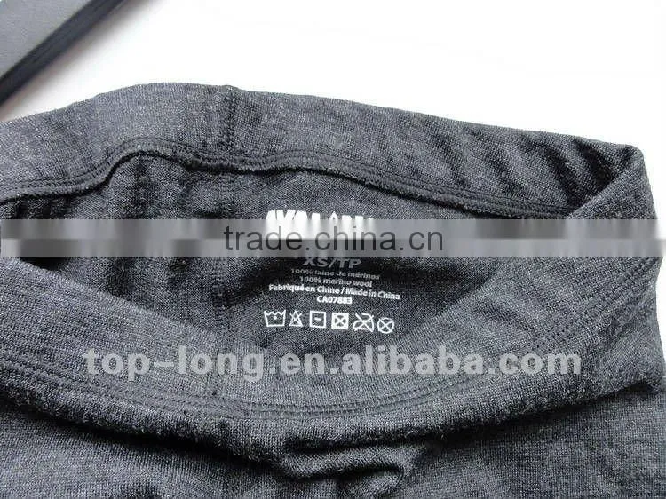 100% merino wool thermal underwear of women charcoal crew&pant long johns