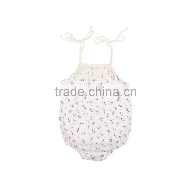 Summer new design infant and toddlers clothing cute baby girl floral lace romper