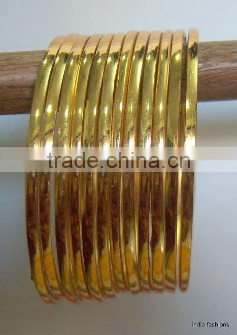 Set of 4 GOLD tone INDIAN BRACELET BANGLES KADA #D22