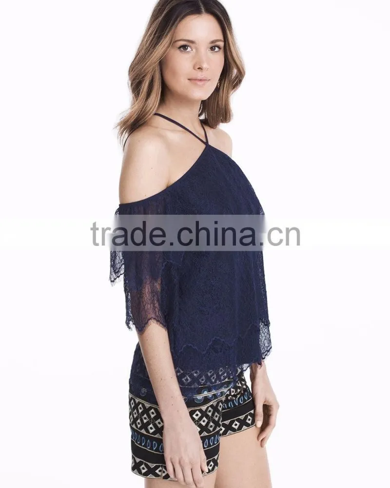 MGOO 2017 Summer Fashion Lace Top Thin T Shirt Trim Off Shoulder Bardot Lace Woven Top