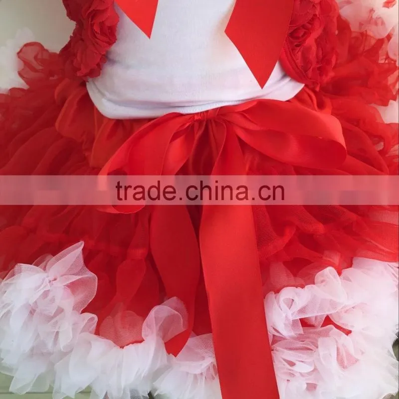 Newset Stylish Baby Fairy 3pcs Pettiskirt In Set Red Rose Vest With White Top Matching Red Adjustable Waist Pettiskirt In Set