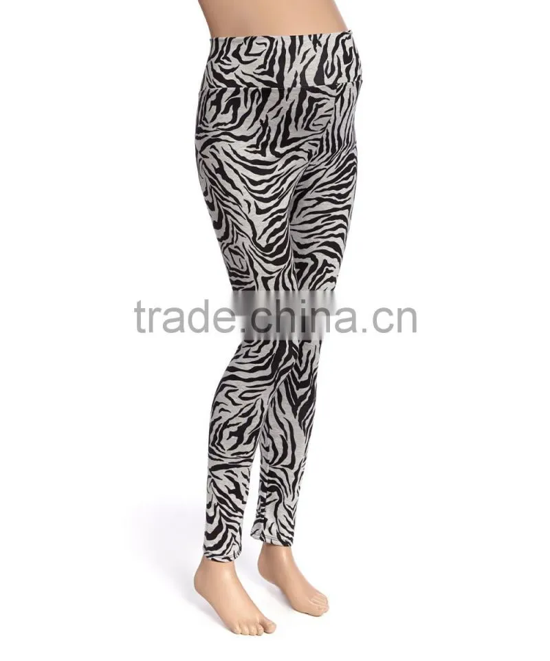 Fashionable Maternity Pants With Due Time Gray Zebra Over-Belly Maternity Leggings Trousers Women Wear WP80817-19