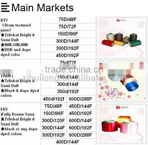 100% poliester dope-dyed yarn filament yarn