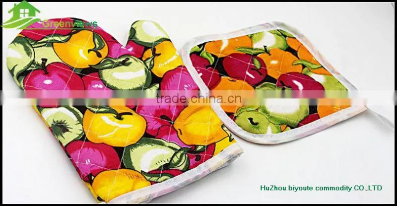 2pc kitchen set oven glove pot holder cotton printed oven mitt and pot holder set for kitchen