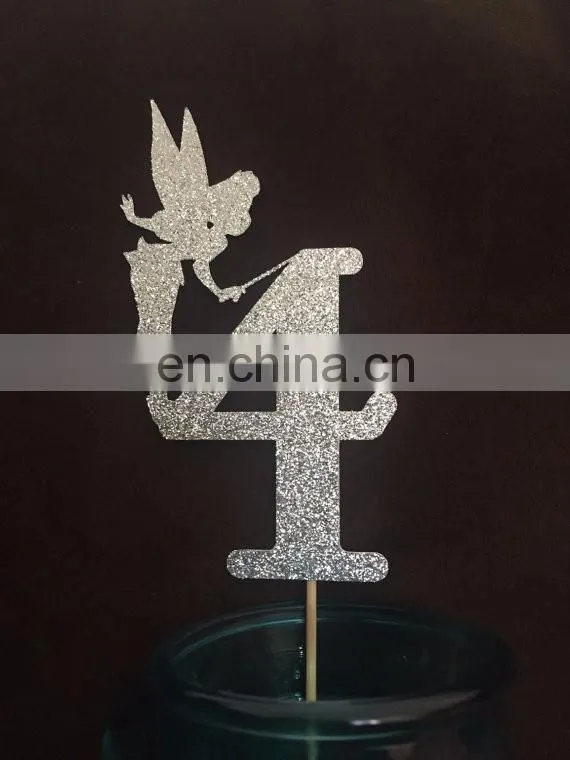 Tinkerbell Centerpiece with age Paper Cake Topper Birthday Party Decor