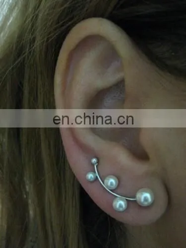Ear Sweep Wrap - Cuff Earring - Gold filled with Glass Pearl