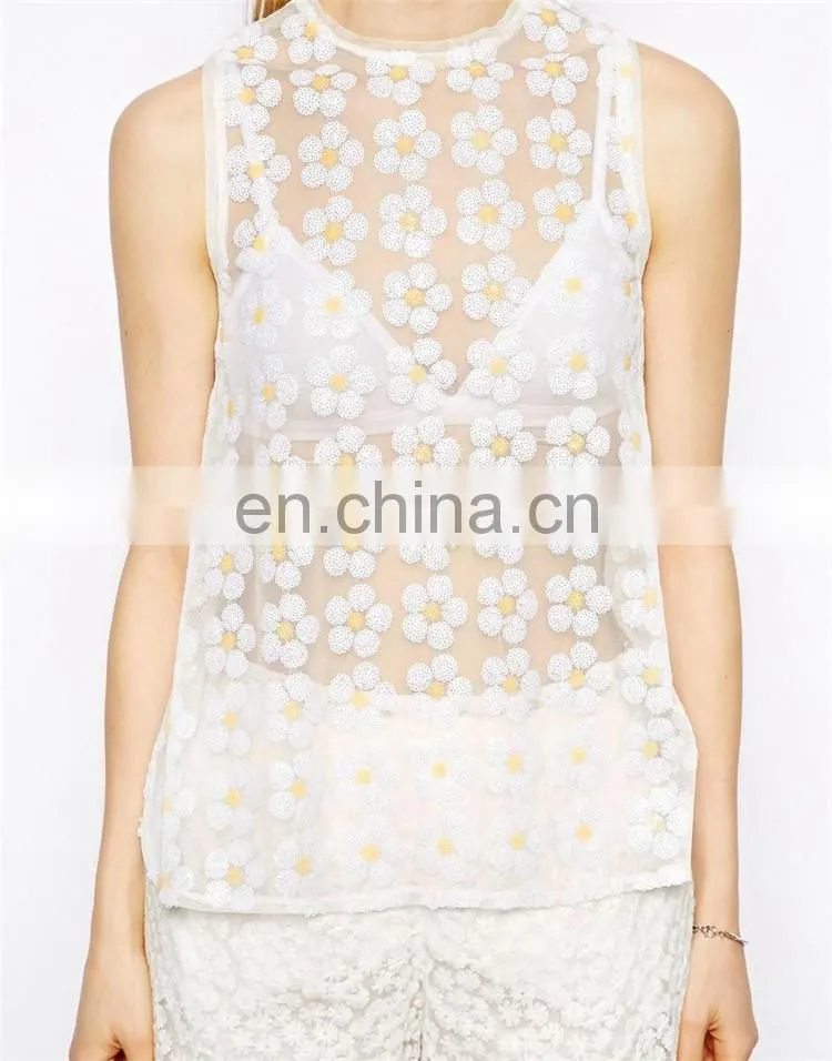 Hottest sequin daisy top clothing/ sequin daisy clothing for women