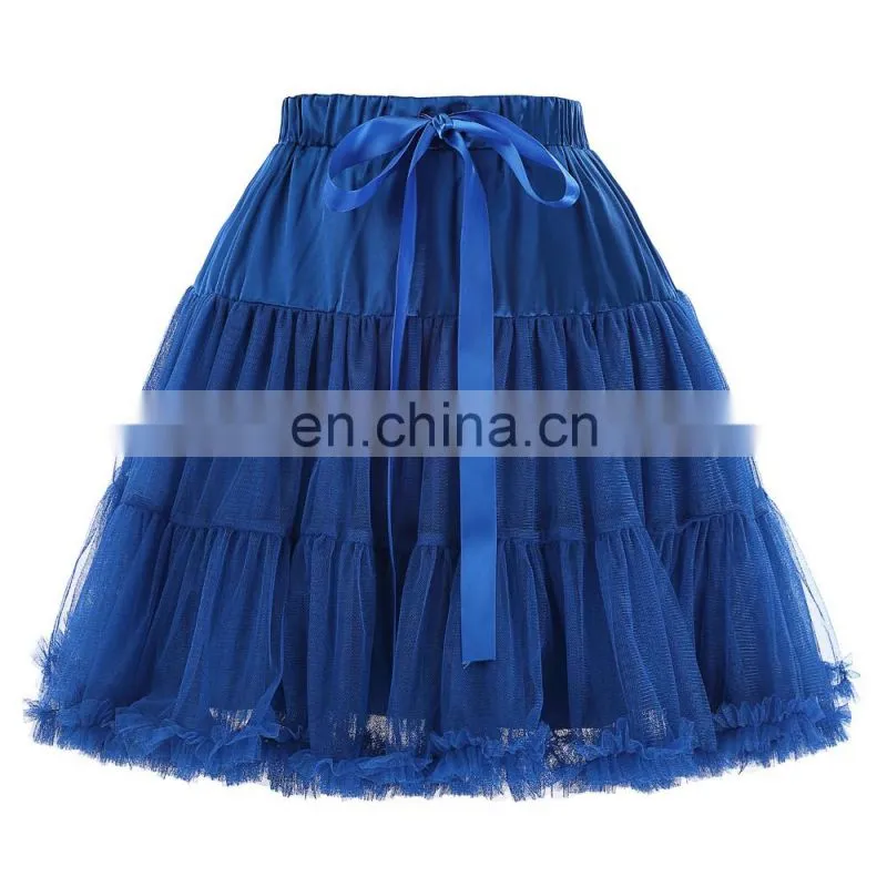 Belle Poque Luxury 3-Layers Soft Tulle Netting Blue Crinoline Petticoat Underskirt for Retro Vintage Dresses BP000226-4