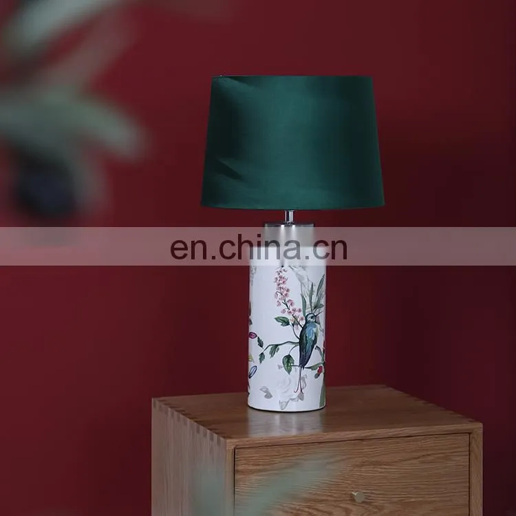 Modern elegant design table lamp flower bird pattern bedside night lamp for home decor