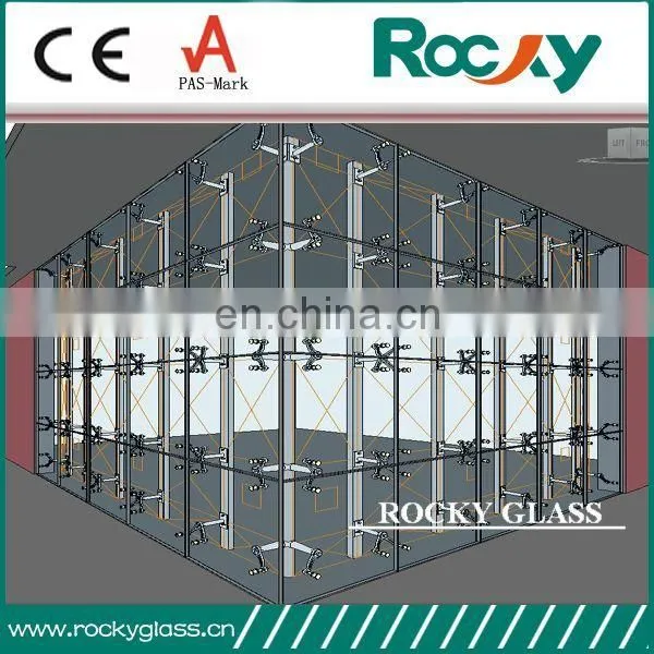 10mm 12mm thick tempered glass with holes for spider curtain wall
