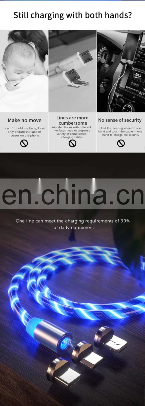 Golden SKY Colorful data line Newest 2020 shenzhen Fast Charging Line Nylon 1m Mobile Phone magnetic suction shenzhen data line
