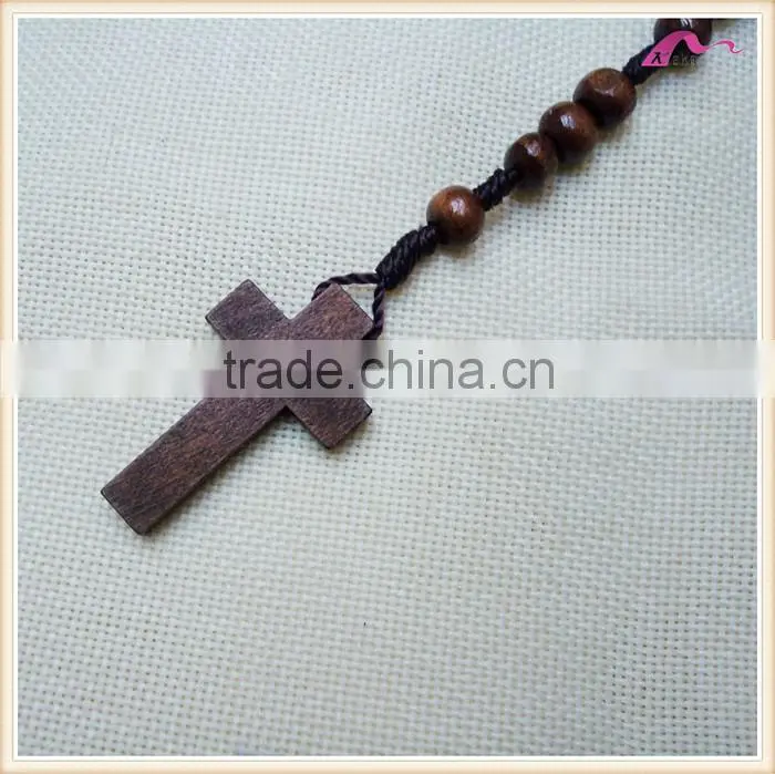 Lasted Imitation Long Wood Jesus Beaded Necklace Jewelry
