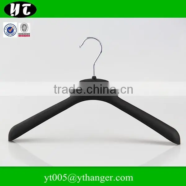 elegant black rubberized plastic hanger for coat