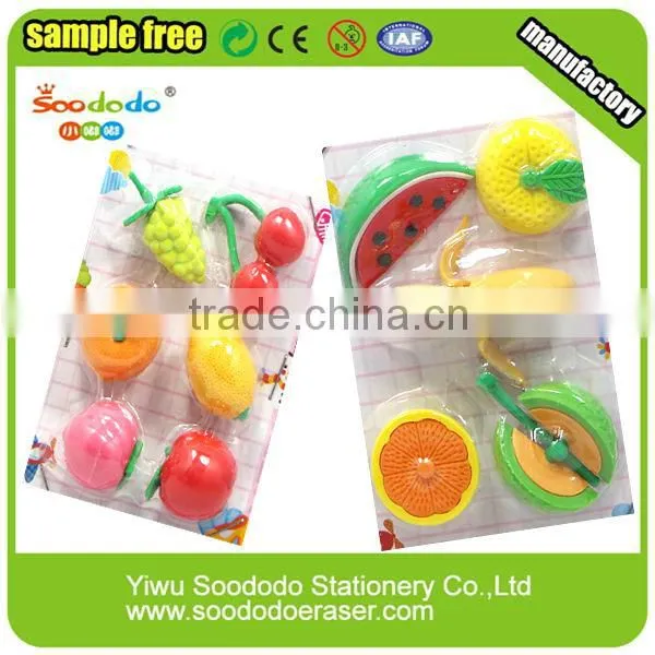 Cartoon 3d fruit shape eraser in Europe market