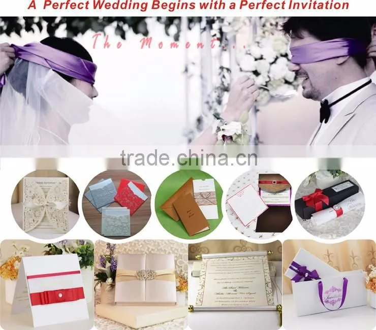 2016 Hot Sale White Lace Cut Pocket Classical European Style Wedding Invitations