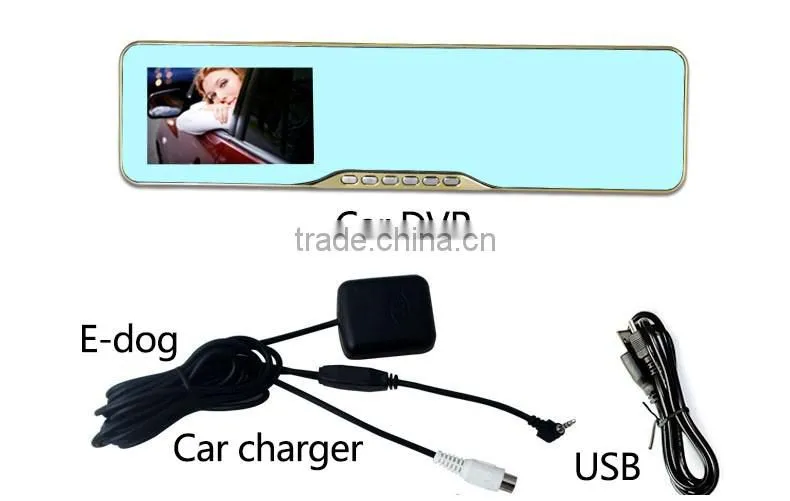 Car rearview mirror Universal tachograph with 4.3 inch HD LCD display with one way DVR