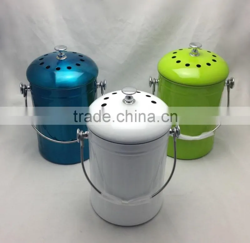 Stainless Steel Compost Bin 1.5 Gallon with Color with Carbon Filter 18.3x29cm