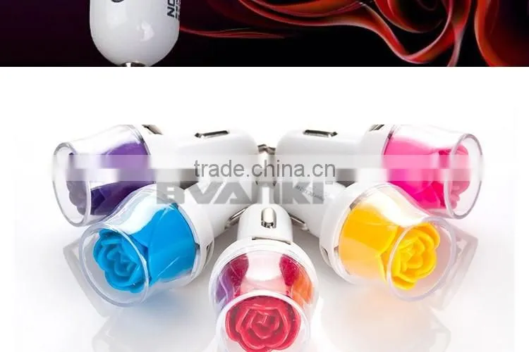 2016 new premium Rose USB Car Charger Adapter 2 Port 3.1A For iPhone 7, Usb charger for Samsung Galaxy s7 edge rongshen shenzhen