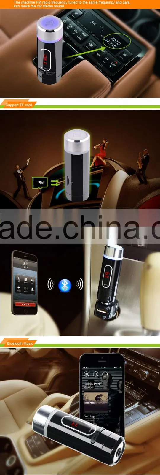 New Arrival Universal 3 in One Car Charger FM Transmitter Car Bluetooth Kit