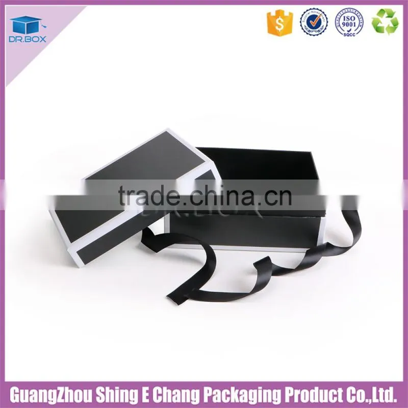 Luxury customized handmade artwork black cardboard printed rectangular gift packaging box/clothes packaging box