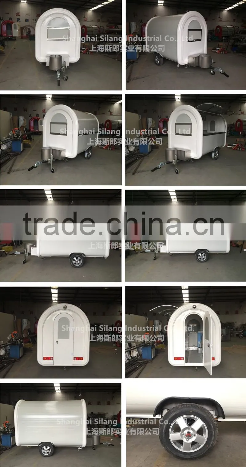 7.6*5.5ft white food cart trailer mobile food cart beach food truck hot dog Hamburg ice cream traction cart Provide free 3 d des