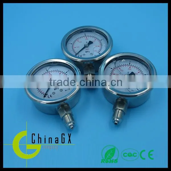 PGV series All Stainless glycerine or silicone Oil Filled Pressure Gauge manometer