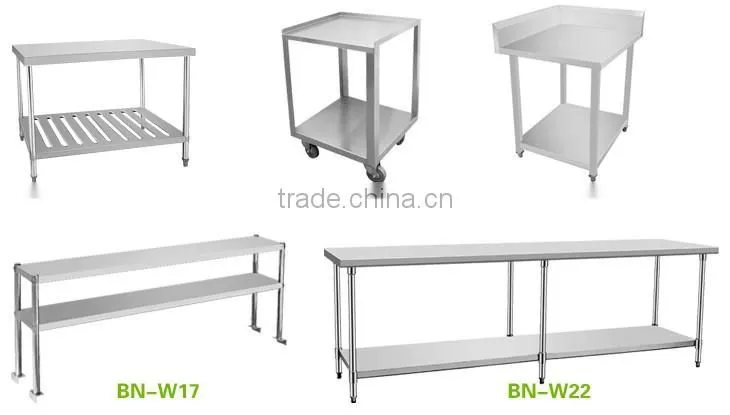 Restaurant Kitchen Equipment Stainless Steel Work Tables/2 Tiers Stainless Steel Work Bench BN-W01