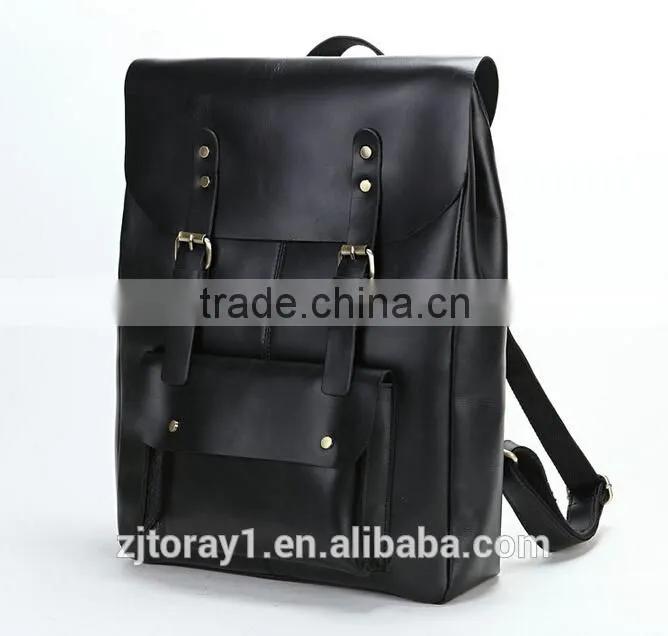 Black Leather Backpack Bag Work Backpack for Men