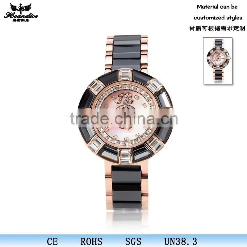 Fashion Black and white Ceramic Quartz Analog Watch for women