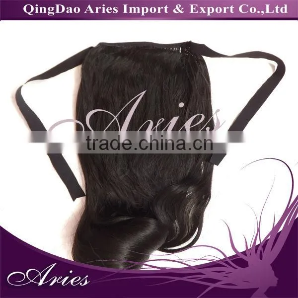 Cheap Natural Wavy Hair 100% Remy Human Hair Drawstring Ponytail