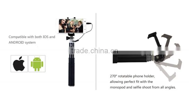 2015 Extendable Wholesale Bluetooth Monopod Selfie Stick For iPhone/Samsung