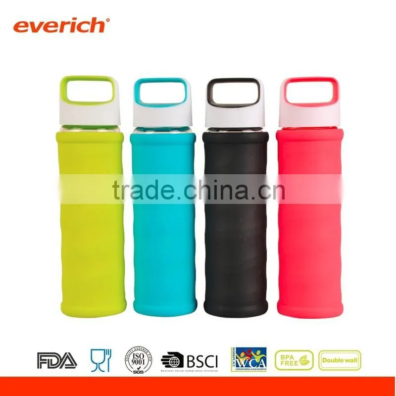 Single wall drinking glass bottle with custom logo and lids