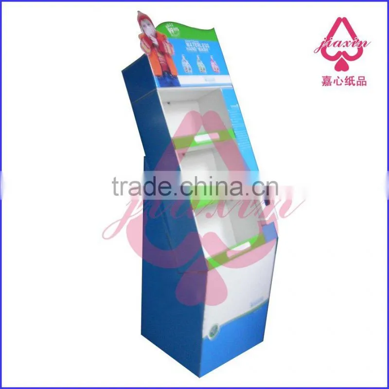 Hand sanitizer folding shelf displays, retail display shelving, stationary display shelves