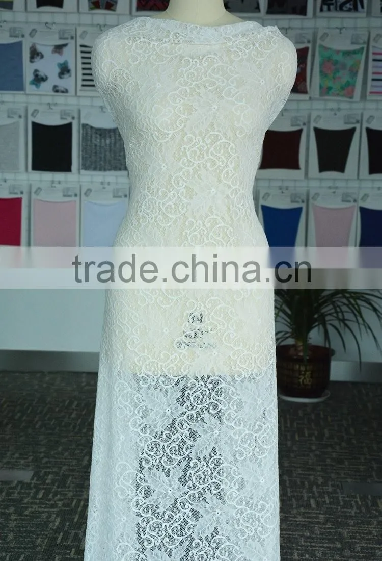 white lace knee length dress made by nylon fabric price of guipure lace