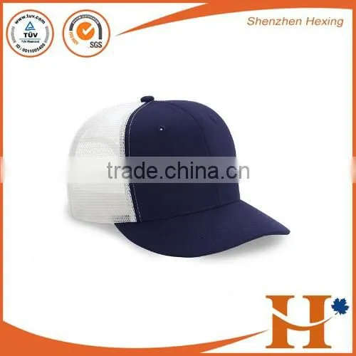 5 panels cotton front navy blue trucker cap