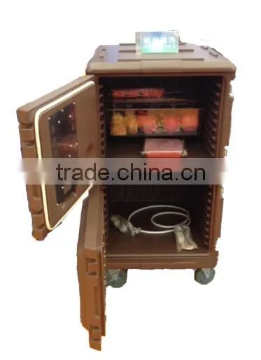 Double doors Plastic food heated cabinet, electric heated food warmer