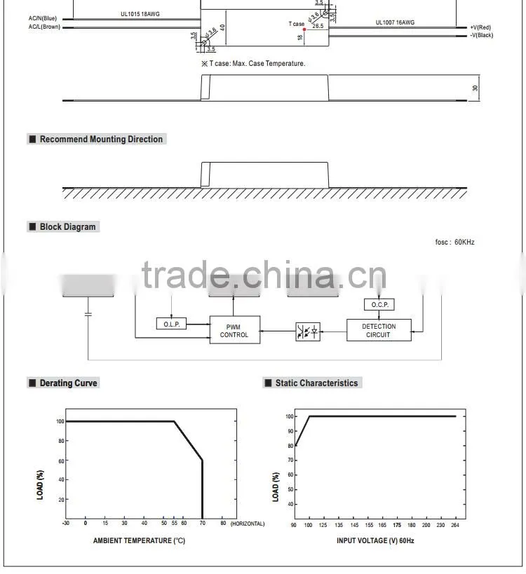 MeanWell low cost switching Power Supply LPC-35-1050 35W 1050ma constant current led driver