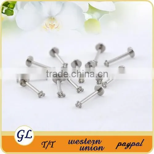 Wholesale body piercing jewelry double jeweled flower labret studs