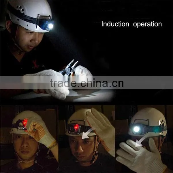 Hot Sale 3 bright led headlamp flashlight With Induction Function