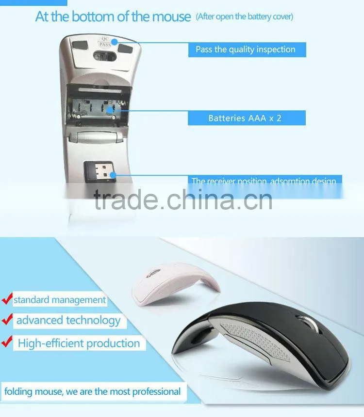 black desktop usb folding wireless mouse